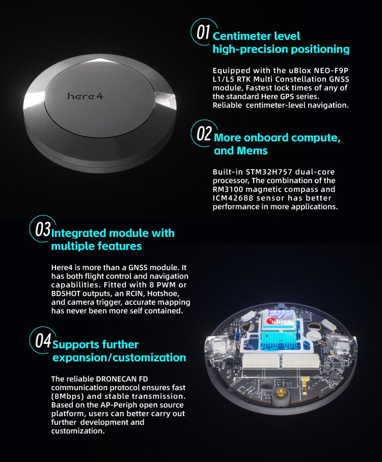 Here4 Blue Multiband RTK GNSS with Bluetooth 5.2