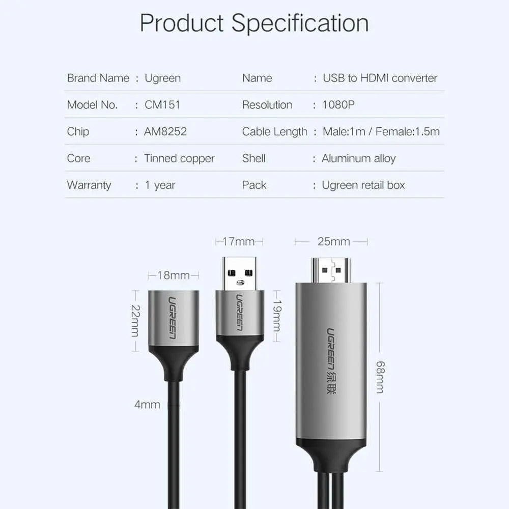 Ugreen USB to HDMI Digital AV Adapter