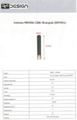 900MHz 2dBi Monopole Antenna (RPSMA)