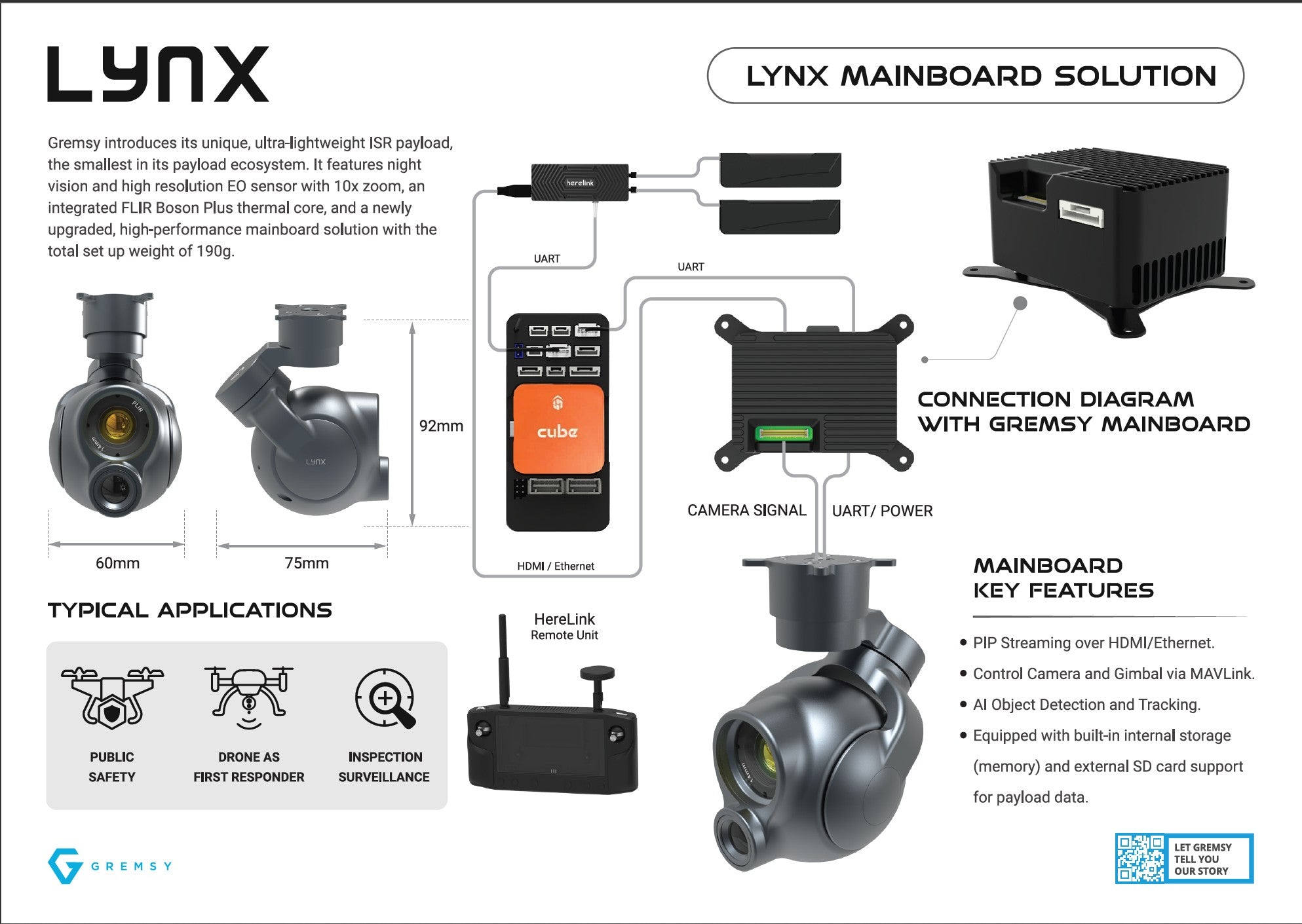 Gremsy LYNX NDAA ISR Payload – EO + IR Thermal Gimbal for UAV